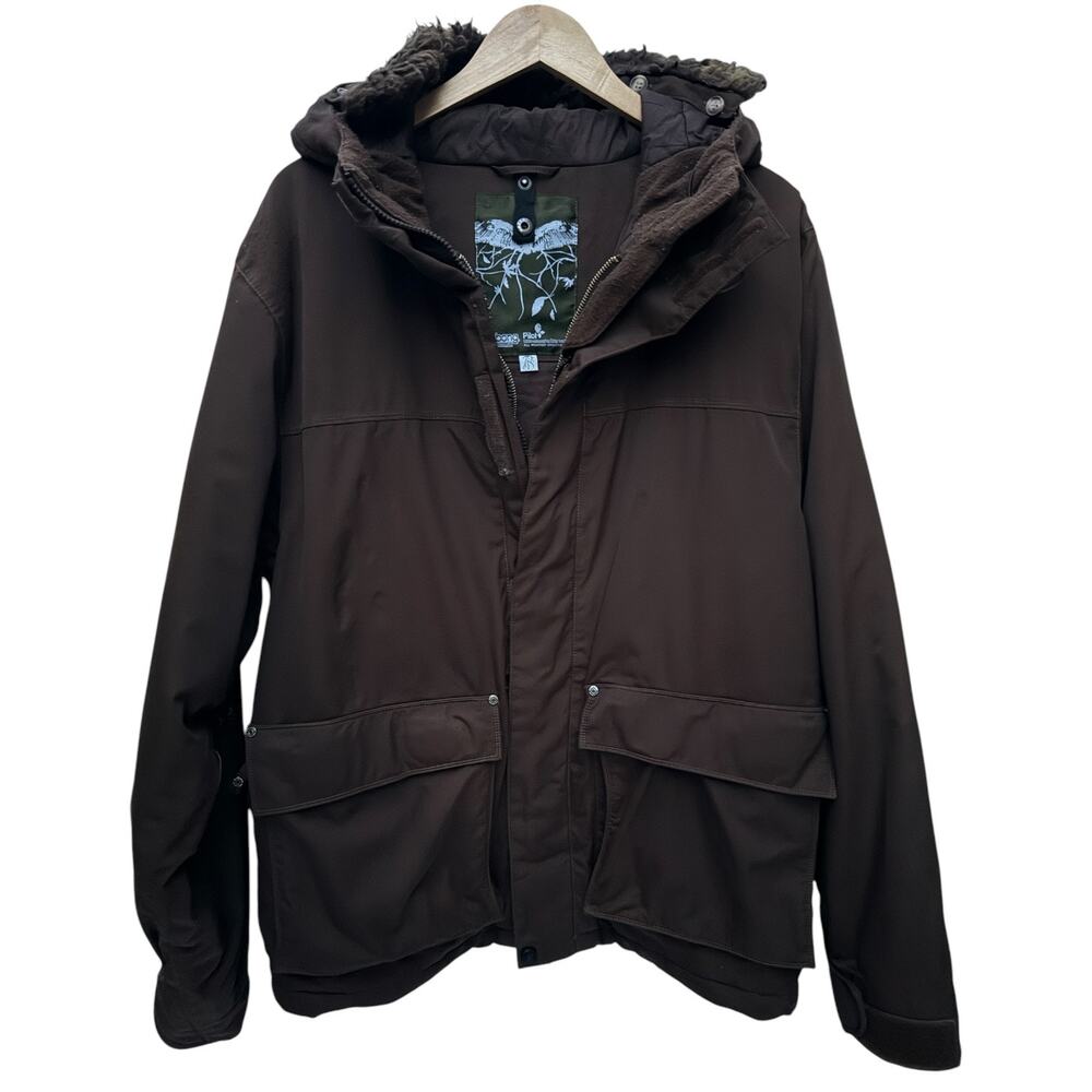 Billabong Pilot Jacket Mens Large Brown Hooded Full Zip Utility Coat Outdoor